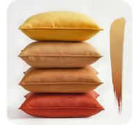 Topfinel Housse de Coussin 45x45 Jaune Orange Dégradée Lot de 4 Decorative Coloré Boheme Chambre Enfant Salon Maison Scandinave Housse Coussin Carré Velours Doux pour Canapé Lit Jardin Déco Aesthetic