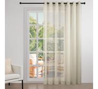 Topfinel Lot de 1 Rideau Voilage 300x280 CM Grande Largeur à Oeillets pour Fenetre de Salon Moderne Rideaux Beige Voile en Effet Lin Transparent Décoratif Chambre Enfant Fille Adulte Couloir Salle