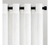 Topfinel Rideau Voilage Blanc 140x245cm Rideaux Voilage Fenetre Décoratif Salon Moderne Fenetre Chambre Cuisine Effet Lin avec Motif De Croix Anti Mouches Intérieur Transparent à Oeillets Lot de 2