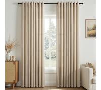 Topfinel Rideau Voilage Brun Clair 140x245cm Rideaux Salon Moderne Fenetre Décoratif Fenetre Chambre Cuisine Effet Lin Anti Mouches Intérieur Transparent à Oeillets Lot de 2