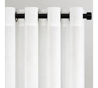 Topfinel Rideau Voilage pour Dressing Rideaux Voilage Fenetre Décoratif Salon Moderne Fenetre Chambre Cuisine Effet Lin Anti Mouches Intérieur Transparent à Oeillets 140x260cm 2pcs