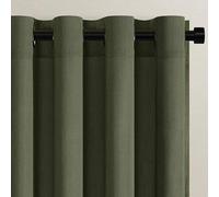 Topfinel Rideau Voilage Vert Olive 140x245cm Rideaux Décoratif Salon Moderne Fenetre Chambre Cuisine Effet Lin avec Motif De Croix Anti Mouches Intérieur Transparent à Oeillets Lot de 2