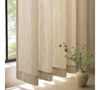 Topfinel Voilage Grande Largeur 300 x 240 cm Brun Clair, Rideau à Œillets Effet Lin Translucide pour Chambre, Cuisine et Salon Moderne, 1 Panneau