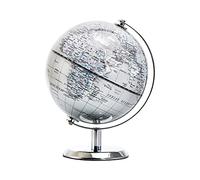 TOPGLOBE 14 cm argent globe terrestre avec support en acier inoxydable pour | Carte Politique En Anglais Avec Pays Villes Et Frontières Lisibles Pour Apprentissage Voyage Et Décoration Moderne