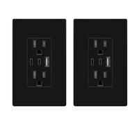 TOPGREENER Lot de 2 prises USB de type C 4,2 A à 3 ports, prise de courant de 15 A, prise de courant de charge avec deux ports de type C et A, plaque murale sans vis incluse, certifié UL, TU21542AC2