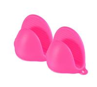 TopHomer 1 paire de gants de cuisine en silicone, mini gants de cuisine épais, résistants à la chaleur, couverture anti-pincement pour la cuisine, la pâtisserie et les grillades - Rose