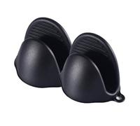 TopHomer 1 paire de gants de cuisine en silicone, mini gants de cuisine épais, résistants à la chaleur, couverture anti-pincement pour la cuisine, la pâtisserie et les grillades - Noir