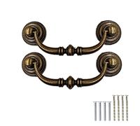 TopHomer 2 PCS Poignées de tiroir vintage Poignées de tirage anciennes avec anneau et vis Kit universel de 11,5 cm Boutons de porte de placard pour chambre, salle de bain, cuisine, garde-robe [Laiton]