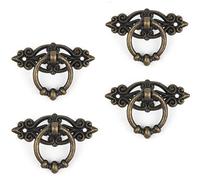 TopHomer 4 poignées rétro pour tiroirs, style ancien, pour meubles de cuisine, placards, tiroirs, poignées vintage avec vis, 65 x 46 mm, bronze vert