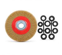 TopHomer Brosse Circulaire Métallique 150mm à Fils d'Acier - 10 Adaptateurs 13/16/19/22/25 mm | Pour Meuleuse, Touret à Meuler, Décapage Métal