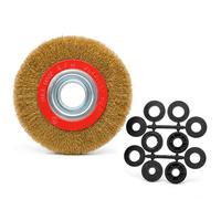 TopHomer Brosse Circulaire Métallique 200mm à Fils d'Acier - 10 Adaptateurs 13/16/19/22/25 mm | Pour Meuleuse, Touret à Meuler, Décapage Métal