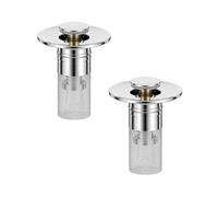TopHomer Lot de 2 bouchons d'évier avec attrape-cheveux, bonde de lavabo de salle de bain, filtre de rechange pour trous de vidange de 28 à 32 mm