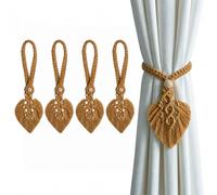 TopHomer Lot de 4 embrasses de rideaux en corde style Boho - 5 options de couleurs, embrasse à ficelle tricotée à la main avec perles en bois naturel réglables pour décoration intérieure et extérieure