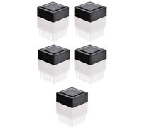 TopHomer Lot de 5 lampadaires solaires d'extérieur modernes de 5 x 5 cm, capuchons de poteau LED en verre, étanches pour clôture, terrasse, décoration de jardin (jaune)