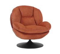 TOPI - Fauteuil rotatif en velours côtelé terracotta Marron