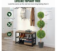 Topiaires artificielles en buis, hauteur 122 cm (2 pièces), 3 topiaires artificielles en forme de boule avec jardinières, plante artificielle verte avec feuilles remplaçables et port pour décoration i