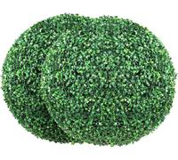 Topiaires artificielles en buis, hauteur 50 cm (2 pièces), plantes artificielles en forme de boule, boules décoratives artificielles vertes toute l'année pour jardin, balcon, jardin, mariage et décora