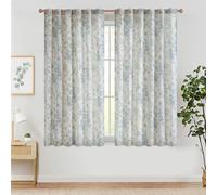TOPICK Rideau Aspect Lin Alice Bleu Passants Cachés,L140xH210 Lot de 2 | Pour Salon, Chambre à Coucher, Maison de Campagne, Porte et Bureau