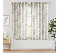TOPICK Rideau Aspect Lin Alice Gris Passants Cachés,L140xH145 Lot de 2 | Pour Salon, Chambre à Coucher, Maison de Campagne, Porte et Bureau