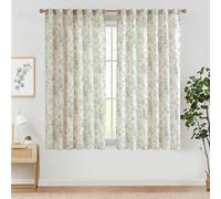 TOPICK Rideau Aspect Lin Alice Vert Passants Cachés,L140xH145 Lot de 2 | Pour Salon, Chambre à Coucher, Maison de Campagne, Porte et Bureau