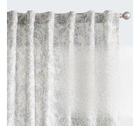 TOPICK Rideau Aspect Lin Floral Passants Cachés, Gris L140xH225, Lot de 2 | Pour Salon, Chambre à Coucher, Maison de Campagne, Porte et Bureau