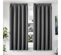 TOPICK Rideau Occultant 2Pcs avec Galon Fronceur 140x175,Gris Foncé | Isolation Lumineux,Tenture Opaque Moderne Décoration, pour Chambre Maison Salon Porte Bureau Intérieurs