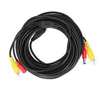 Topiky Câble de Vidéosurveillance Portable, Cordon d'alimentation Vidéo 2 en 1 Connecteur + DC, Câble de Caméra de sécurité de 15 M pour Caméra de Surveillance Lecteur DVD (10 m / 32,8 Pieds)