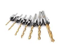 Topiky Foret à Fraiser 4,5 Mm, Foret à Chanfrein à Tige Ronde, Alésoir à Bois avec clé Hexagonale, Outil d'alésage pour Bois, Plastique, Matériau Souple (Jeu de 7 pièces + petite clé (3-10 mm))