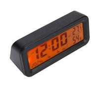 Topiky Horloge de Tableau de Bord Lumineuse de Voiture avec Panneau Solaire et Charge de Type C, Affichage Numérique LCD de la Température et de l'humidité, Calendrier électronique 12/24 Heures, Bleu