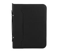 Topiky Portefeuille en Cuir PU pour Hommes d'affaires avec Fermeture éclair, 10 Pochettes Transparentes, Carnet de 30 Feuilles, Calculatrice Solaire à 12 Chiffres, Housse pour Tablette de 10,1