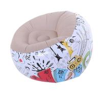 Topiky Pouf Gonflable en PVC, Motif Doodle, canapé Gonflable floqué, Support Ergonomique, Salon Portable pour Salon, Chambre à Coucher, Intérieur et Extérieur