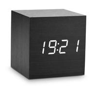 Topiky Réveil numérique en Bois, 6x6x6cm Mini Cube LED Display Desk Clock Support Affichage de la température et de la Voix pour Chambres, Maison, Dortoir(Noir)