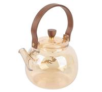 Topiky Théière en Verre Borosilicate Résistant à la Chaleur, Bouilloire à thé Transparente de 950 Ml avec Poignée en Bois, Théière à Feuilles Mobiles pour Cuisinière électrique en Céramique, sans