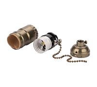 TOPINCN Antique Pull Chain Lamp Socket E 27 Support de Lampe Aluminium Vintage Light Socket avec Pull Chain Lampe de Bureau Support D'éclairage Base à Vis (Bronze)