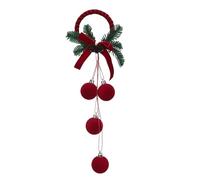 TOPINCN Boule de Noël Rouge Floquée à Suspendre, Ornée d'un Motif Festif et Vibrant, Idéale pour Décorer Une Couronne de Sapin, Une Cheminée ou Une Porte. (Anneau Circulaire)