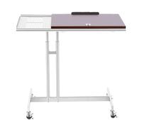 TOPINCN Bureau Debout à Hauteur Réglable, Petit Bureau Debout avec roulettes, Table Mobile en Bois Massif pour Ordinateur Portable, canapé, Chambre à Coucher,