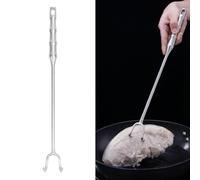 TOPINCN Crochet de Retournement de Viande pour Barbecue en Acier Inoxydable, Crochet Antidérapant à Longue Poignée pour Griller, Crochets à Retourner, de Levage de Barbecue à Haute (Moyen 41CM)