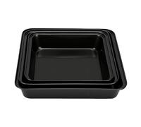 TOPINCN Ensemble de Moules à Gâteaux, Moule à Gâteau carré, Moule à Pâtisserie Antiadhésif en Acier au Carbone avec Bords Larges Renforcés, Empilable pour Biscuits Brownies (Noir 3PCS)