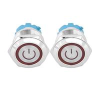 TOPINCN Ensemble D'interrupteurs à Bouton-poussoir à 4 Broches, Interrupteur à Bouton à Tête Plate étanche en Acier Inoxydable de 22 Mm avec Panneau Lumineux D'alimentation pour les Projets de (rouge)