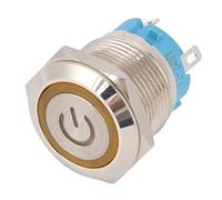 TOPINCN Interrupteur à Bouton-poussoir de Verrouillage, Tête Plate Ronde de 19 Mm, Acier Inoxydable avec Lumière, étanche IP65 pour Panneaux de Commande, 2 Pièces par Paquet (YELLOW)
