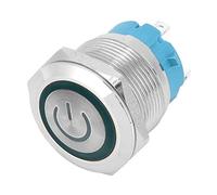 TOPINCN Interrupteur à Bouton-poussoir étanche IP65 à 4 Broches, Bouton Rond en Acier Inoxydable Durable avec Lumière LED pour Applications de Tableau de Bord, Paquet de 2 (araignée verte)