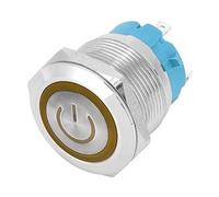 TOPINCN Interrupteur à Bouton-poussoir étanche IP65 à 4 Broches, Bouton Rond en Acier Inoxydable Durable avec Lumière LED pour Applications de Tableau de Bord, Paquet de 2 (couleur jaune)