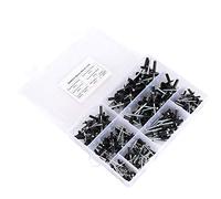 TOPINCN Kit de Rivets Aveugles en Aluminium, 200 Pièces Tailles Assorties | Aluminium résistant, Boîte de rangement en plastique, Compatible avec le pistolet à riveter pneumatique, Adapté à une