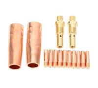 TOPINCN Kit D'embouts de Buse à Gaz 14 Pièces, Ensemble Polyvalent pour le Soudage MIG du Laiton et du Cuivre, Haute Résistance à la Chaleur, Comprend des électrodes de 0,035" et des Buses de 1/2"