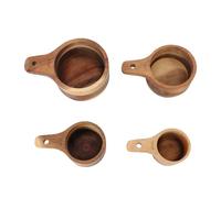 TOPINCN Lot de 4 Tasses à Mesurer en Bois, Ustensiles de Cuisine Naturels avec Poignées Confortables pour la Pâtisserie, la Cuisine et le café