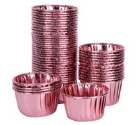 TOPINCN Lot de 50 Moules à Pâtisserie avec Bord recourbé, Résistants à la Chaleur pour Muffins et Bonbons, Idéaux pour les Fêtes et les Célébrations, Disponibles en Argent, or, or Rose (rose