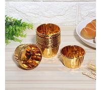 TOPINCN Lot de 50 Moules à Pâtisserie avec Bord recourbé, Résistants à la Chaleur pour Muffins et Bonbons, Idéaux pour les Fêtes et les Célébrations, Disponibles en Argent, or, or Rose (double