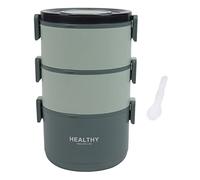 TOPINCN Lunch Box, 2200ml Lunch Box Trois Couches Empilable Boîte à Lunch Compartiment Détachable Conception Portable Ronde Box pour Pique-Nique Bureau à Domicile(Pâte de