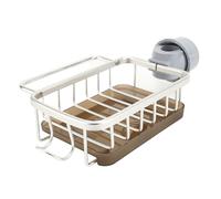 TOPINCN Organisateur de Robinet D'évier de Cuisine, Porte-éponge Multifonctionnel sur L'évier avec Bac D'égouttage, égouttoir Suspendu, Distributeur de Savon pour Bouteille D'éponge pour (Silver)