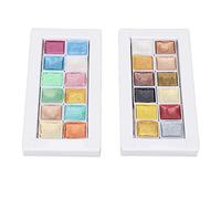 TOPINCN Peinture Aquarelle 24 Pièces Peinture Aquarelle Métallique Macaron Solide nacré Peinture Aquarelle Ensemble pour Peinture Nail Art